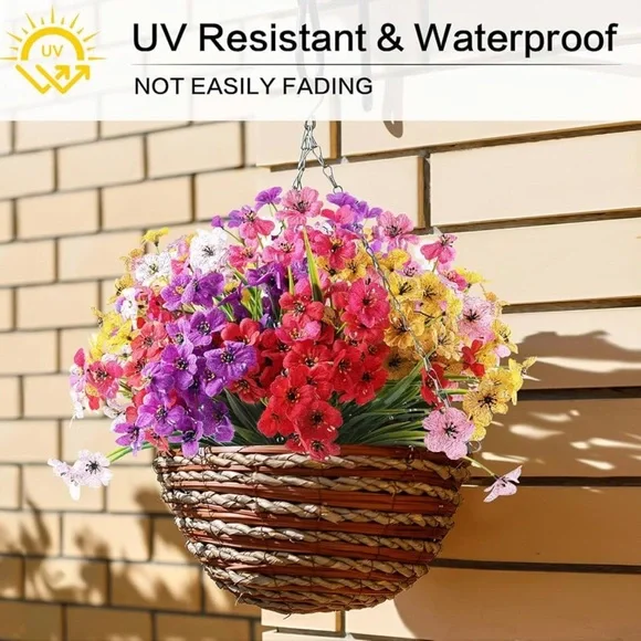 🌸NEW 24 Bundles Artificial Flowers for Outdoor,No Fade Fake Plastic Multicolor - Picture 6 of 8